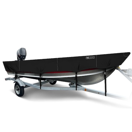 Eevelle Windstorm Boat Cover V HULL FISHING Outboard Motor w/Outboard 13' 6in. L 72in. W Black WSVFW1372B-BLK